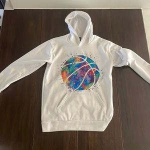 White basketball design hoodie
